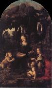 Leonardo  Da Vinci The Virgin of the Rocks France oil painting artist